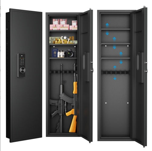 53 Passwod Touch Panel In-Wall Safe,Hidden Wall Gun Safe For Rifles With Adjustable Shelves,Assembled Storage Multifunctional Wall Safe For Firearm And Valuables